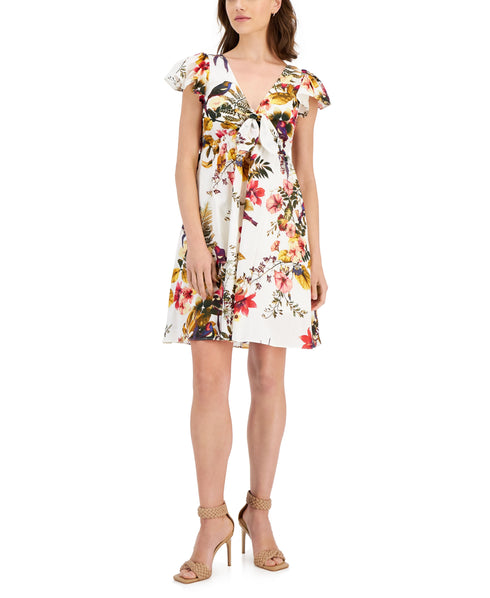 Women's Cotton Flutter-Sleeve Empire-Waist Dress